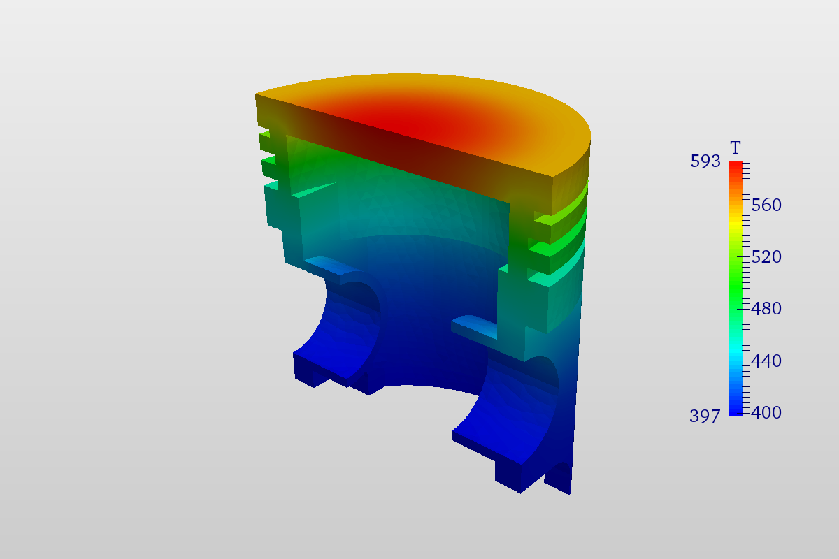 Thermal model of a piston solved by fino