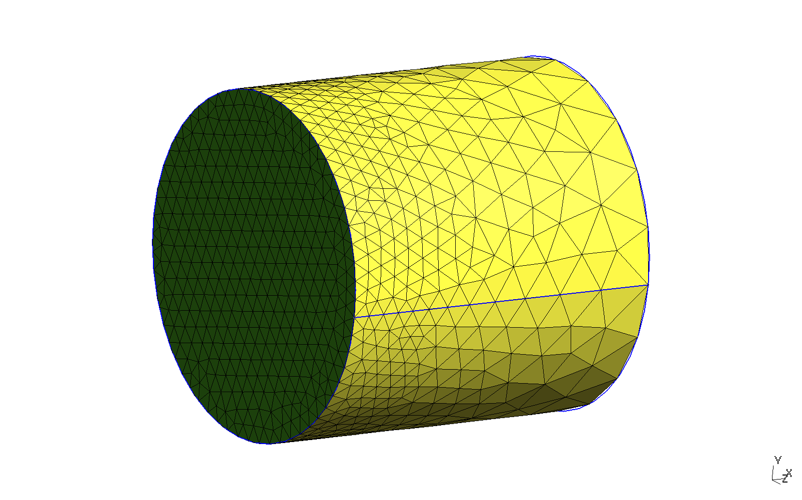 Locally-refined cylinder for a transient thermal problem.
