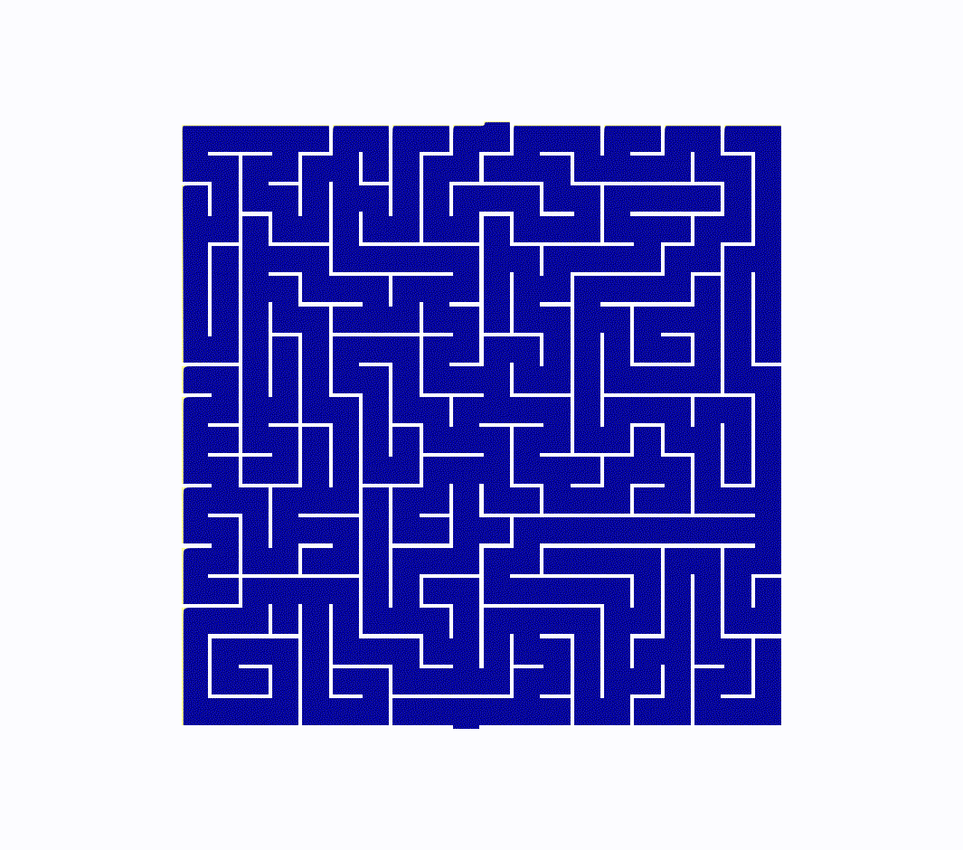 Transient top-bottom solution to the maze found by FeenoX (and drawn by Gmsh)